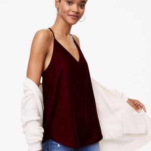 LOFT Maroon Chiffon Racerback Spagetti Strap Top